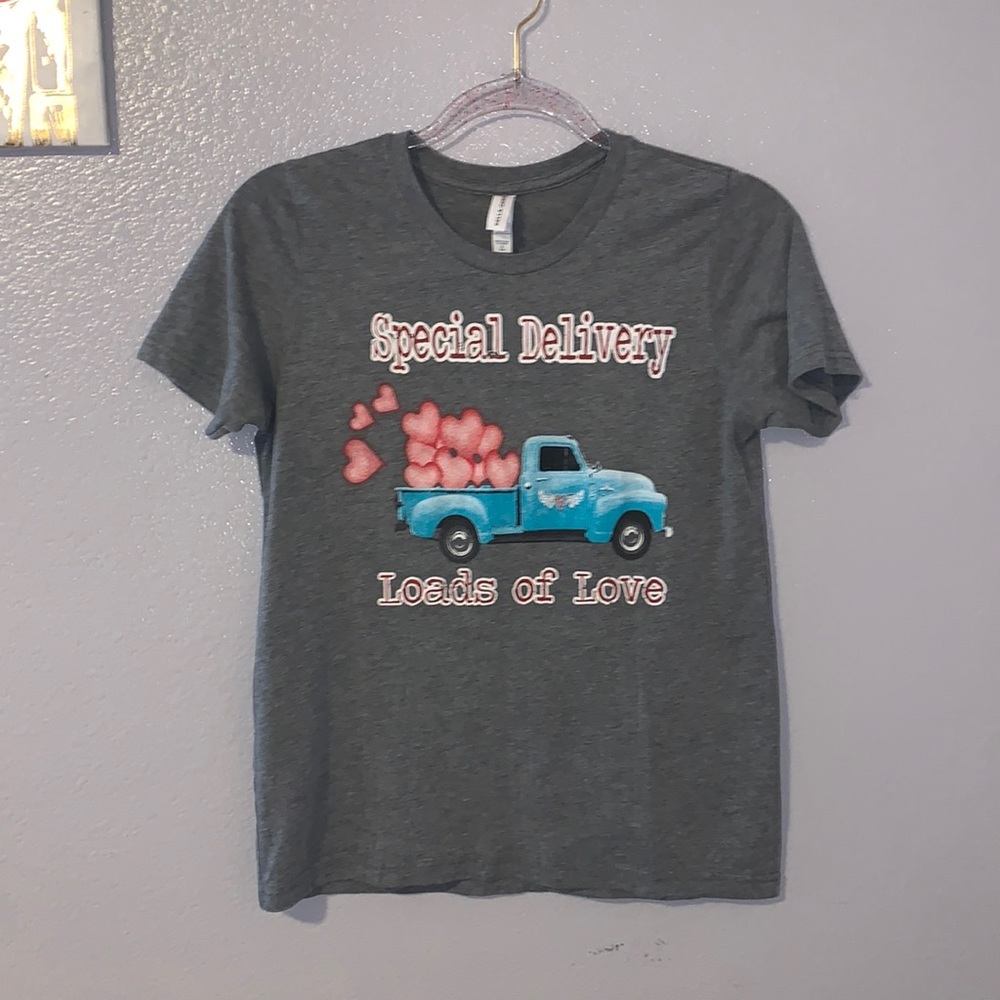 Bella Canvas loads of love old truck gray short sleeve shirt